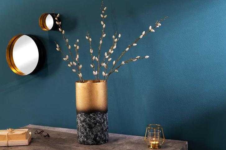 Decoratieve vaas ABSTRACT 30cm goud metaalpatina handgemaakt, Huis en Inrichting, Woonaccessoires | Vazen, Ophalen of Verzenden