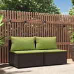 vidaXL Tuinmiddenbanken met kussens 2 st poly rattan bruin, Verzenden, Nieuw, Rotan