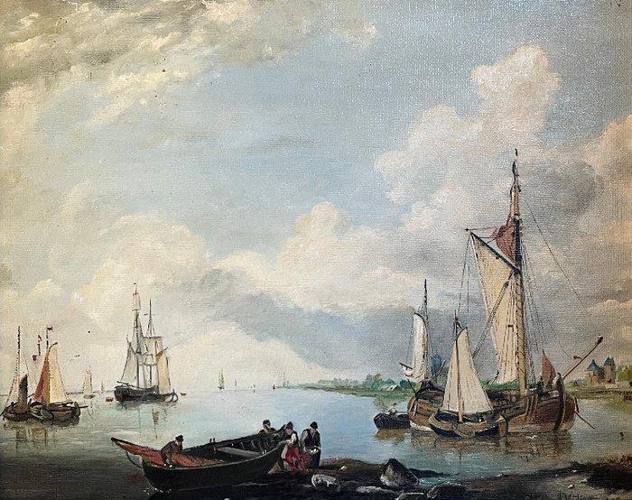 H.J. Giliams (XX), Naar - Riviergezicht, Antiek en Kunst, Kunst | Schilderijen | Klassiek