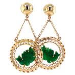 Gouden vintage oorhangers met jade 14 krt, Sieraden, Tassen en Uiterlijk, Oorbellen, Ophalen of Verzenden, Nieuw