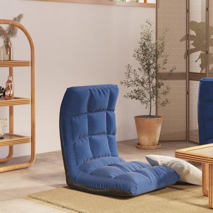 vidaXL Vloerstoel inklapbaar stof blauw, Huis en Inrichting, Stoelen, Blauw, Nieuw, Verzenden