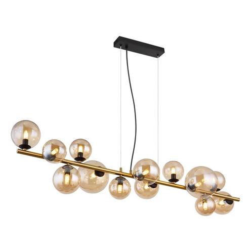 Hanglamp RIHA 120.0 cm 13-lichts Zwart, Amber, Huis en Inrichting, Lampen | Hanglampen, Metaal, Minder dan 50 cm, Ophalen of Verzenden