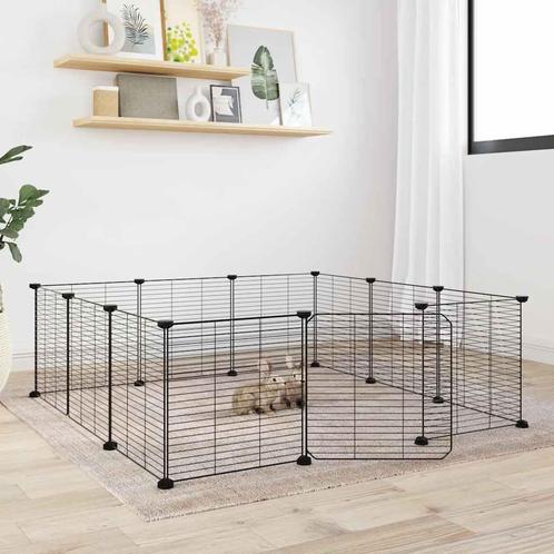 vidaXL Huisdierenkooi met deur 12 panelen 35x35 cm staal, Dieren en Toebehoren, Knaagdieren en Konijnen | Hokken en Kooien, Nieuw