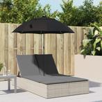 vidaXL Ligbed 2-persoons met kussens en parasol poly rattan, Tuin en Terras, Ligbedden, Verzenden, Nieuw