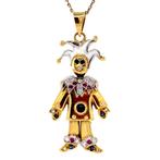 Gouden joker hanger met robijn, saffier en diamant 18 krt, Sieraden, Tassen en Uiterlijk, Kettinghangers, Ophalen of Verzenden