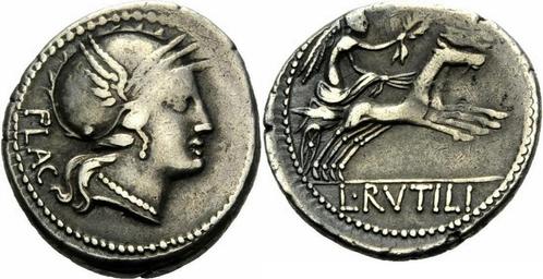 77 v Chr Rom Republik Rutilius Flaccus Denar Rom 77 Roma..., Postzegels en Munten, Munten | Europa | Niet-Euromunten, Verzenden