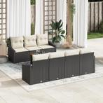 vidaXL 8-delige tuinset met kussens zwart poly riet en, Verzenden, Nieuw, Rotan, Tuinset