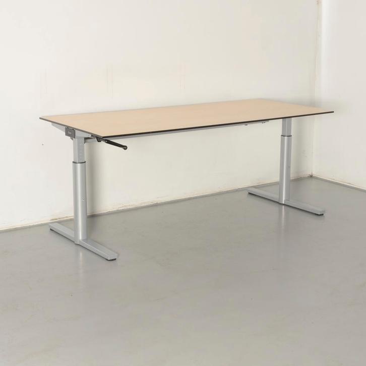 Gispen TM bureau, ahorn blad, 180 x 80 cm, hoogte instelbaar, Huis en Inrichting, Bureaus, Ophalen of Verzenden