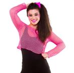 Visnet croptop neon roze, Verzenden, Nieuw, Feestartikel