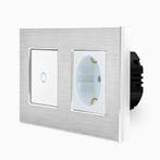 TOUCH SCHAKELAAR + WANDCONTACTDOOS | ALUMINIUM | ZILVER, Ophalen of Verzenden, Nieuw, Schakelaar