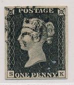 Groot-Brittannië 1840 - 1 Penny black van Platte 3, letter, Gestempeld
