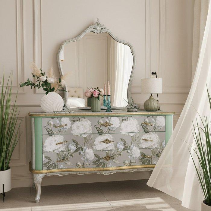 Ladekast - Hout, Glas - Franse stijl Luigi XV, Antiek en Kunst, Curiosa en Brocante