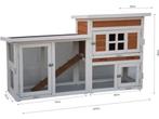 Konijnenhok Villa - Bruin/Wit -  147 x 50 x 80 cm, Verzenden, Nieuw