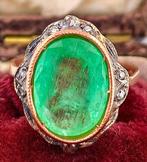 Zonder minimumprijs - Ring - 9 kt. Roségoud, Zilver Smaragd, Nieuw