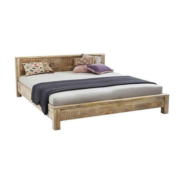 *WOONWINKEL* Kare Design Puro Bedframe Met Houtsnijwerk 180, Huis en Inrichting, Slaapkamer | Bedden, Bruin, Nieuw, Verzenden