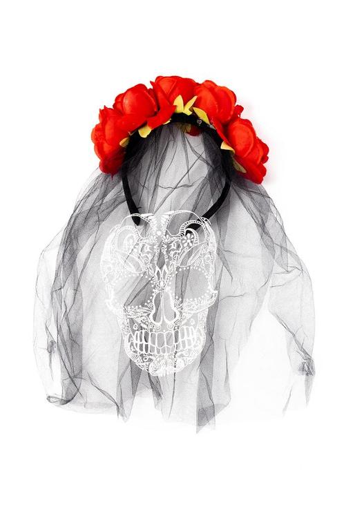 Haarband Bruid Schedel Rozen Sluier Skelet Diadeem Bloemen H, Kleding | Dames, Carnavalskleding en Feestkleding, Accessoires, Nieuw