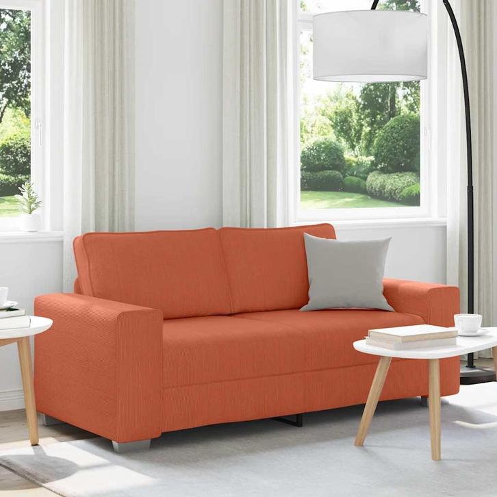 vidaXL Loveseat Sofa Rood Oranje 140 cm Corduroy Stof, Huis en Inrichting, Banken | Bankstellen, Nieuw, Stof, Verzenden