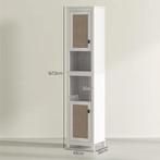 Hoge Badkamerkast met Rotan Deuren en Open Vakken, Verzenden, Nieuw