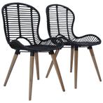 vidaXL Eetkamerstoelen 2 st natuurlijk rattan zwart, Huis en Inrichting, Stoelen, Verzenden, Nieuw, Zwart