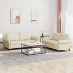 vidaXL 2-delige Loungeset met kussens kunstleer crème, Huis en Inrichting, Verzenden, Nieuw, Vierpersoons of meer, Leer