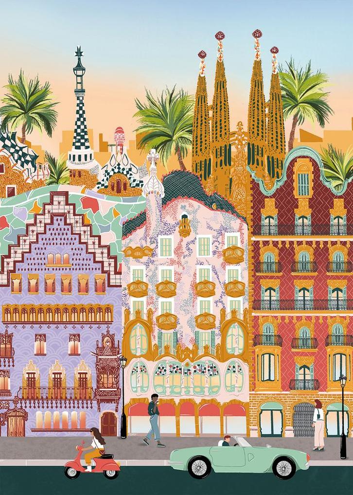 Pieces & Peace puzzel Barcelona - 1 van €24,99 voor €19,99, Hobby en Vrije tijd, Denksport en Puzzels, Ophalen of Verzenden