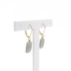 9 Krt. Pavé oorhangers met diamant | 1,2 ct., Sieraden, Tassen en Uiterlijk, Antieke sieraden, Ophalen of Verzenden, Goud, Met edelsteen