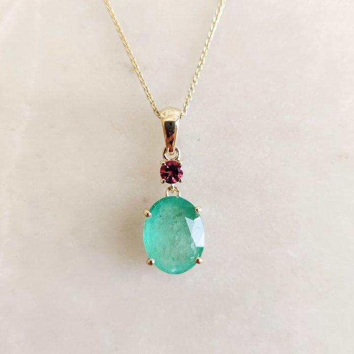 Hanger - 14 karaat Geel goud - 5.35ct. tw. Smaragd -, Sieraden, Tassen en Uiterlijk, Antieke sieraden