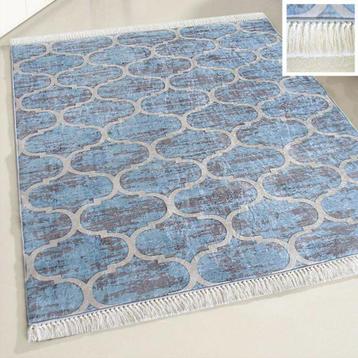 Sehzarat Caimas 2740 Wasbaar tapijt Blauw Marokkaanse design