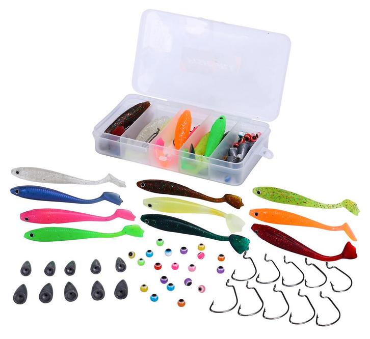 Fish4All Softbait Shad Texas/Carolina Box (50pcs), Watersport en Boten, Hengelsport | Algemeen, Nieuw, Verzenden