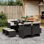 vidaXL 9-delige Tuinset poly rattan zwart, Nieuw, 8 zitplaatsen, Tuinset, Verzenden