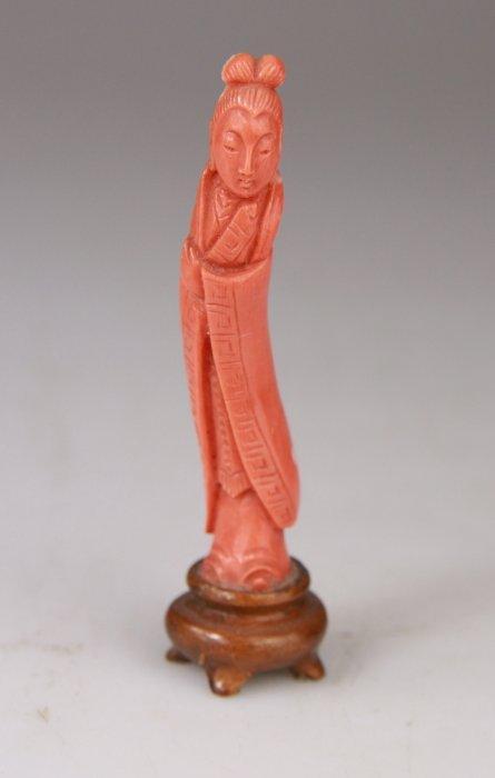 Chinese Carved Coral Statue Lady - Koraal - China, Antiek en Kunst, Antiek | Overige Antiek