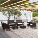 vidaXL 8-delige Loungeset met kussens poly rattan zwart, Tuin en Terras, Tuinsets en Loungesets, Nieuw, 8 zitplaatsen, Loungeset