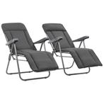 vidaXL Tuinstoelen met kussen inklapbaar 2 st grijs, Tuin en Terras, Tuinstoelen, Verzenden, Nieuw