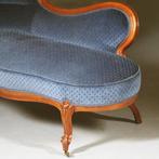 Elegante mahonie Willem III sofa met lavendelblauw velours N, Ophalen of Verzenden