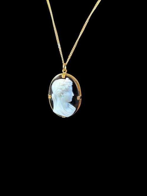 Cameo - 18 karaat Geel goud Onyx, Sieraden, Tassen en Uiterlijk, Antieke sieraden