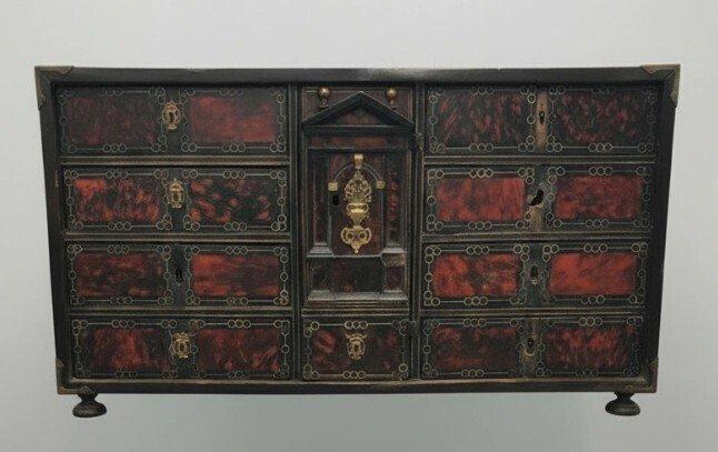 Bargueño - Verguld brons, Schildpadschild, Palissander - Een, Antiek en Kunst, Antiek | Meubels | Stoelen en Banken