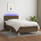 vidaXL Boxspring met matras en LED stof donkerbruin 80x200, Huis en Inrichting, Eenpersoons, Bruin, Verzenden, Nieuw