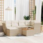 vidaXL 7-delige Loungeset met kussens poly rattan beige, Tuin en Terras, Verzenden, Nieuw, Rotan, Loungeset