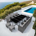 Wicker zitgroep Palma 8+4+1 met beschermhoes - grijs/lichtgr, Tuin en Terras, Verzenden, Nieuw