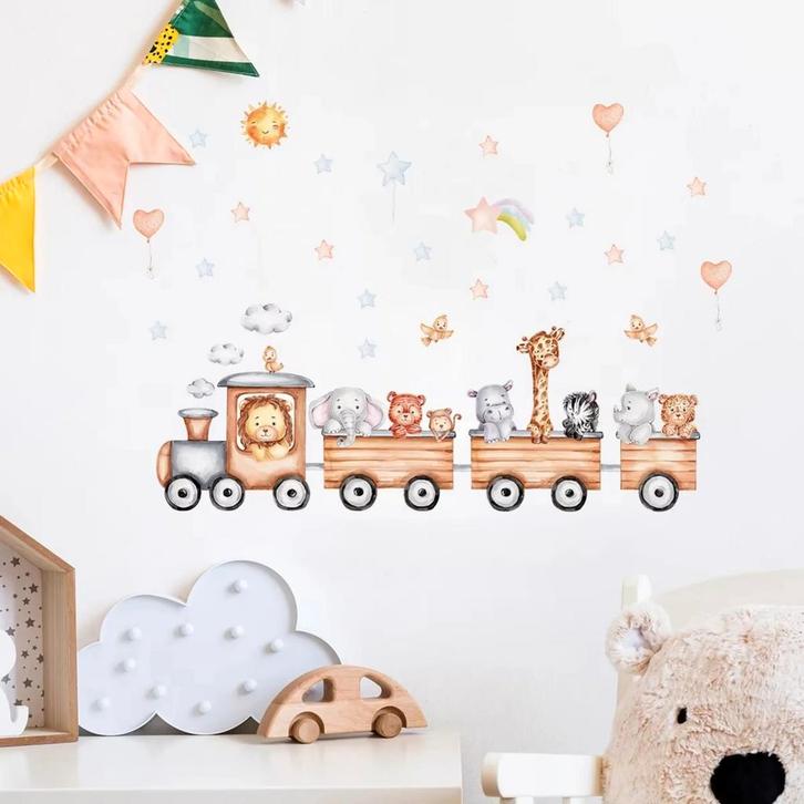 Grote muursticker Animal Train, Kinderen en Baby's, Kinderkamer | Inrichting en Decoratie, Wanddecoratie, Nieuw, Verzenden