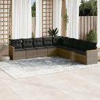 vidaXL 9-delige Loungeset met kussens poly rattan grijs, Verzenden, Nieuw, Rotan, Loungeset