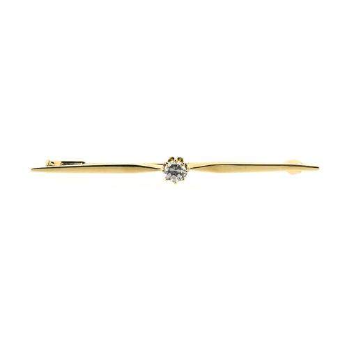 Gouden broche met zirconia (kanonsluiting, gouden sieraden), Sieraden, Tassen en Uiterlijk, Broches, Overige kleuren, Gebruikt