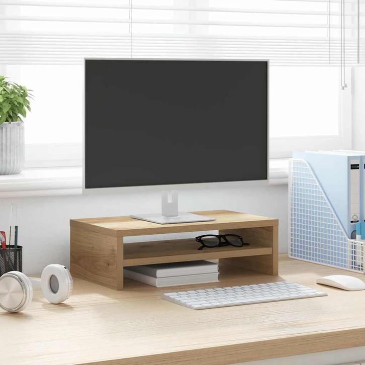 vidaXL Monitorstandaard 42x24x13 cm bewerkt hout artisanaal, Huis en Inrichting, Kasten | Televisiemeubels, Nieuw, Overige houtsoorten