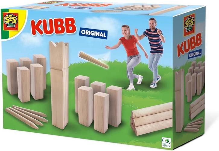SES - Kubb original - echt houten onderdelen - in handige, Kinderen en Baby's, Speelgoed | Buiten | Actiespeelgoed, Zo goed als nieuw