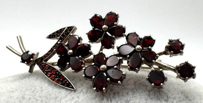 Zonder Minimumprijs - Broche Zilver, Staal Granaat -, Sieraden, Tassen en Uiterlijk, Antieke sieraden