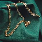 Gouden gedraaide gourmetschakel ketting | 50 cm | Midas, Ophalen of Verzenden, Gebruikt, Overige kleuren, Goud