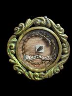 Reliekhouder - Glas, Textiel, Gepatineerd brons - 1800-1850, Antiek en Kunst