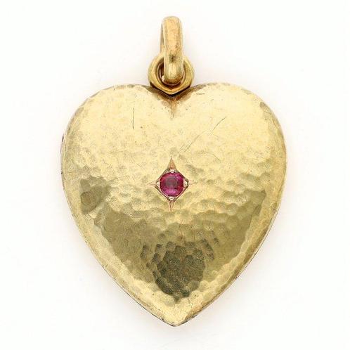 Hanger - 14 karaat Geel goud - 0.09ct. tw. Robijn, Sieraden, Tassen en Uiterlijk, Antieke sieraden