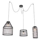 Landelijke buiten hanglamp zwart rotan 3-lichts - Calamus, Nieuw, Overige materialen, Minder dan 50 watt