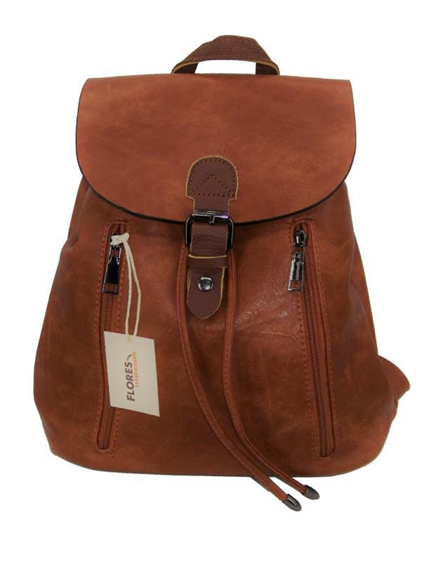 Cognac leren rugzak Flores Lederwaren, Sieraden, Tassen en Uiterlijk, Tassen | Schoudertassen, Nieuw, Verzenden